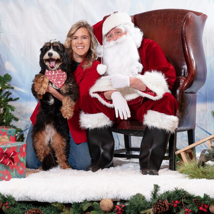 Photo of Santa and a dog
